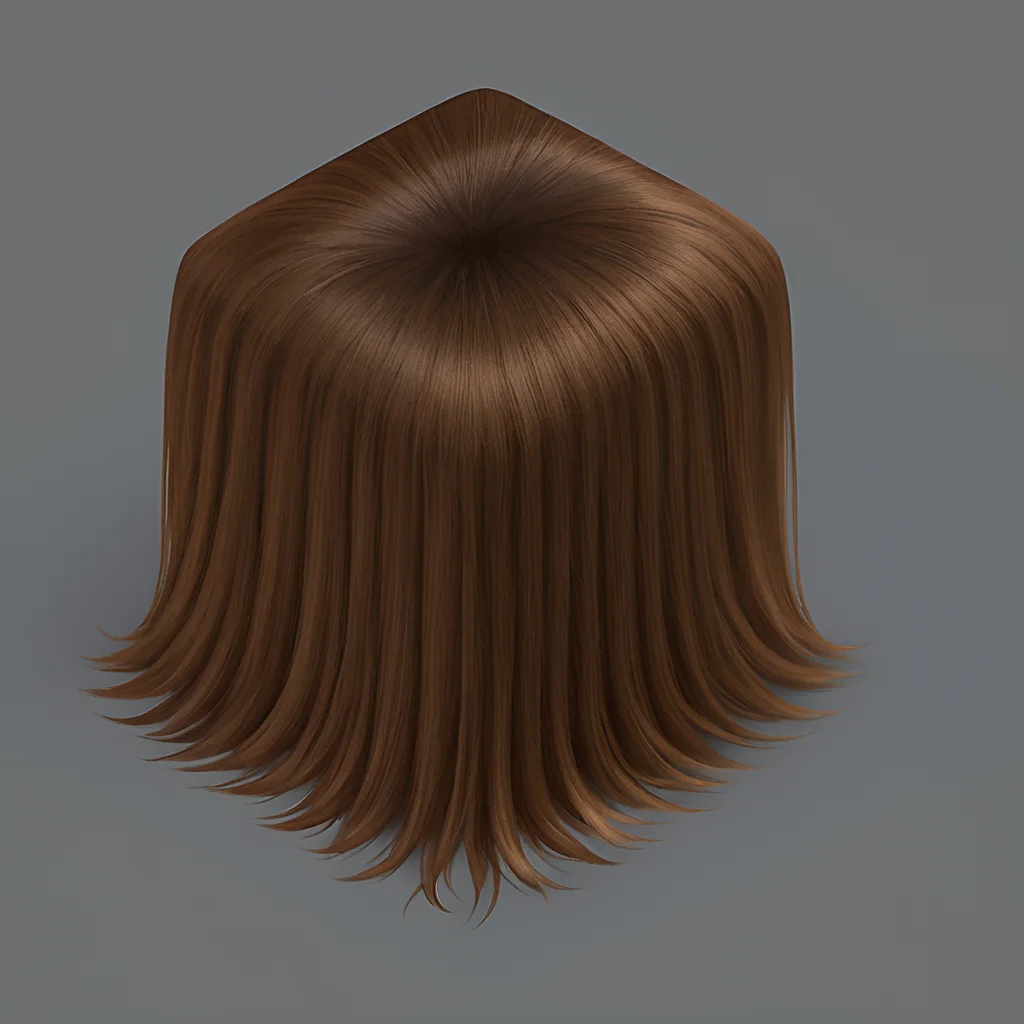 brown hair, realistic, cast shadow, made of hair, isometric, solo, simple background, no humans, light grey background, 1cube <lora:materials_and_textures_sphere_orb_SDXL:1>