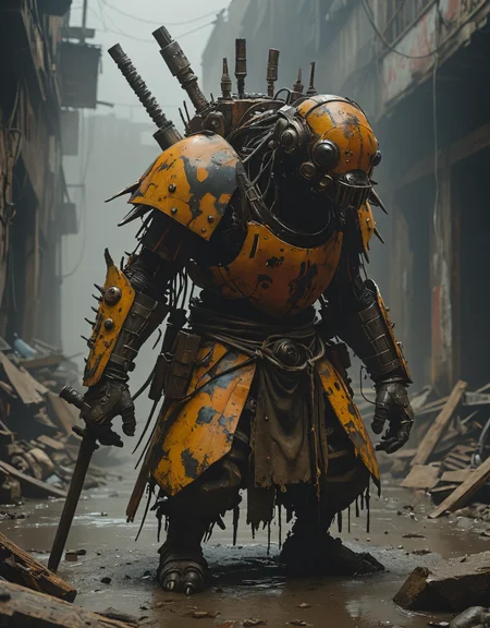 detailed hyperrealism, burst of color, gloom, Ashley Wood, Kekai Kotaki, Oscar Chichoni, epic, feudal, intricate creature in a hostile environment, (JMW Turner), darkness, gloom, 4K <lora:epi_noiseoffset2:1> <lora:add-detail-xl:1>