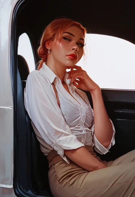 score_9, score_8_up, score_7_up, score_6_up, score_9, score_8_up, score_7_up, score_6_up, masterpiece, business_outfit, 1GIRL, SOLO, ground vehicle, next_to_car, business_outfit, sitting in car,
