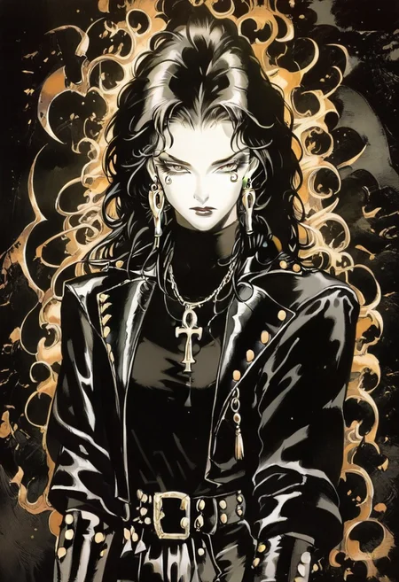 score_9_up, score_8_up, score_7_up, sad 1girl, dark theme, low light, character focus, dinamic composition, best quality, 1990s \(style\), noir, kojima ayami, perfect anatomy, solo, Lady Death, black background, golden, glorious, epic background, epic vibe, in the style of Druuna
Show less