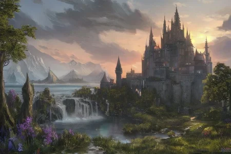 (masterpiece:1.2), (best quality,:1.2), 8k, HDR, ultra detailed, ((photorealistic)), professional light, cinematic lighting, fashion photography, ambient lighting, fantasy, background, a sinister castle in a big lake,  <lora:detail_slider_v4:1>, FanLan, <lora:FantasyLandscape-10:0.7>, epiCPhoto,