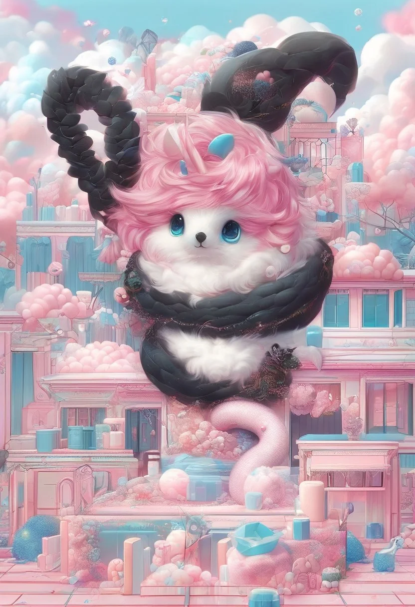 (anime), pink snake, cottoncandy, no human, (masterpiece), score_9