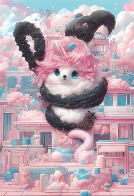 (anime), pink snake, cottoncandy, no human, (masterpiece), score_9