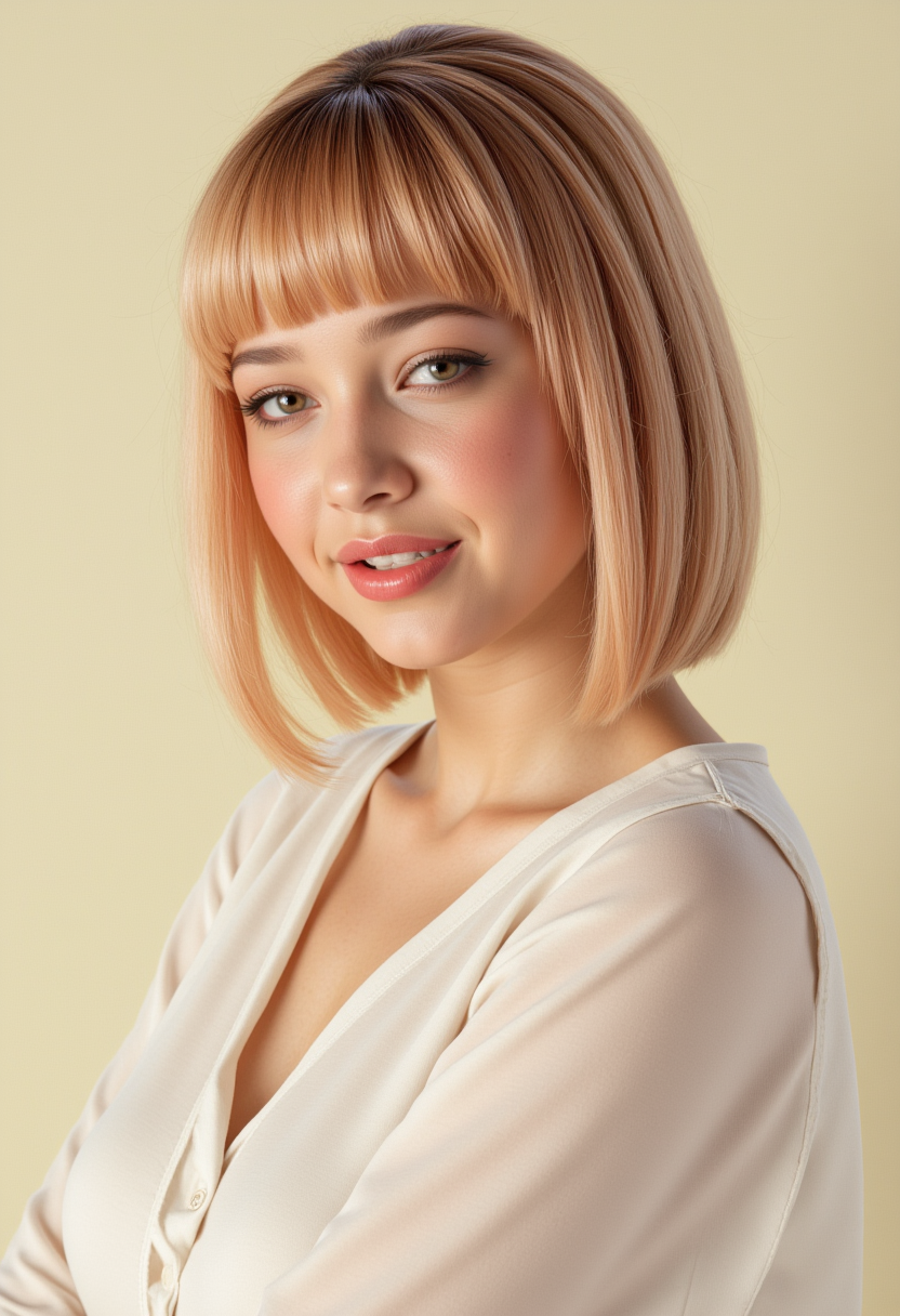 She is approximately 18 years old. Hyperrealism, she is looking at the camera, (dynamic angles), profile headshots of a beautiful, stunning unique female character. she has blonde hair. her eyes are filled with joy and excitement, extravagant eyelashes, a photo of Stephani3_LT, a woman wearing a white frilly shirt. The woman is posing confidently. simple cream colored background. She has a slight smile on her face and is looking directly at the camera. making this image a masterpiece of photography and digital art. realistic. making this image a masterpiece of photography and digital art. Style: realistic hyper-detailed rendering, 32k UHD, expressive eyes, punk, graphic design, girl's face, pretty and cute, gleaming lips, telling a tale of adventure. Exuding confidence and serenity. The overall mood of the image is happy and relaxed,detailed skin texture,(blush:0.2),(goosebumps:0.3),subsurface scattering,whimsical,Detailed hand, Perfect hand. Perfection style.