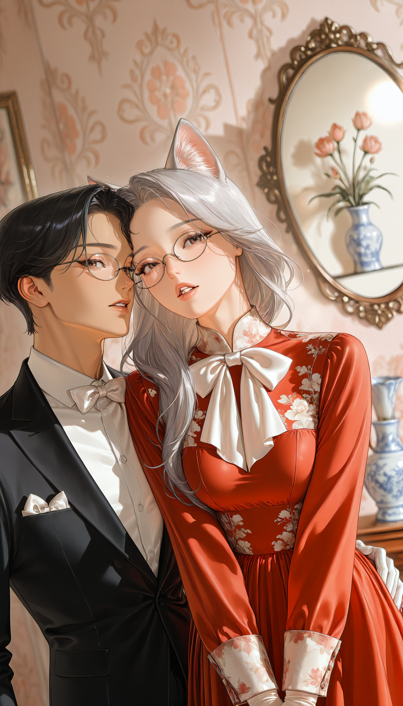 ((seductive, realistic, pinup, pinup_\(style\), portrait, cowboy_shot, blurry, bokeh, best quality, dutch angle, depth of field))
((Chinoiserie, ((wallpaper \(object\), wallpaper \(decoration\))), love and deepspace 1.3k
Characters
?
protagonist (love and deepspace) 562
?
sylus (love and deepspace) 452
General
?
1boy 1.4M
?
1girl 6.1M
?
animal ears 1.2M
?
ascot 141k
?
black hair 1.5M
?
black suit 11k
?
bow 1.2M
?
bowtie 308k
?
brown eyes 854k
?
cat ears 284k
?
collared shirt 457k
?
dress 1.3M
?
flower 630k
?
formal clothes 69k
?
glasses 371k
?
gloves 1.4M
?
grey hair 691k
?
lips 140k
?
long hair 4.4M
?
long sleeves 1.6M
?
mirror 28k
?
parted lips 501k
?
red dress 93k
?
red eyes 1.3M
?
reflection 37k
?
shirt 1.9M
?
short hair 2.3M
?
suit 75k
?
vase 8.2k
?
wallpaper (object) 1.1k
?
white bow 89k
?
white bowtie 12k
?
white gloves 303k
?
white shirt ))