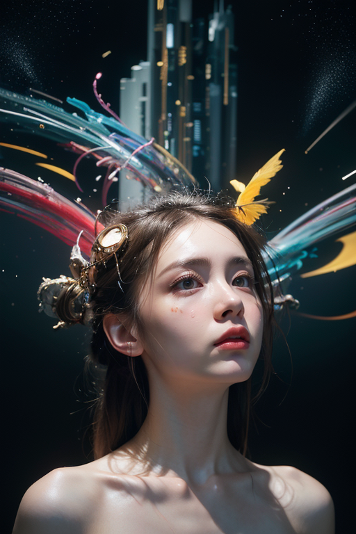 1girl,Digital art rendering of a contemplative figure, photographs within a 'Broken Reality' theme. The photographs display a blend of surreal, fragmented scenes - urban skylines that twist into impossible shapes, natural landscapes that defy gravity, and ethereal spaces where time and space seem to warp. The scene is awash with a vibrant, otherworldly color palette, illuminated by dynamic, digital lighting that casts bizarre shadows and surreal glows. The style is a fusion of modern digital art and surrealism, echoing the visionary works of by james jean,roby dwi antono,ross tran,francis bacon,michal mraz,adrian ghenie,petra cortright,gerhard richter,takato yamamoto,ashley wood, characterized by crisp, high-definition detail, and a captivating, dream-like yet fragmented quality, NSFW
<lora:TWbabe7:0.4>