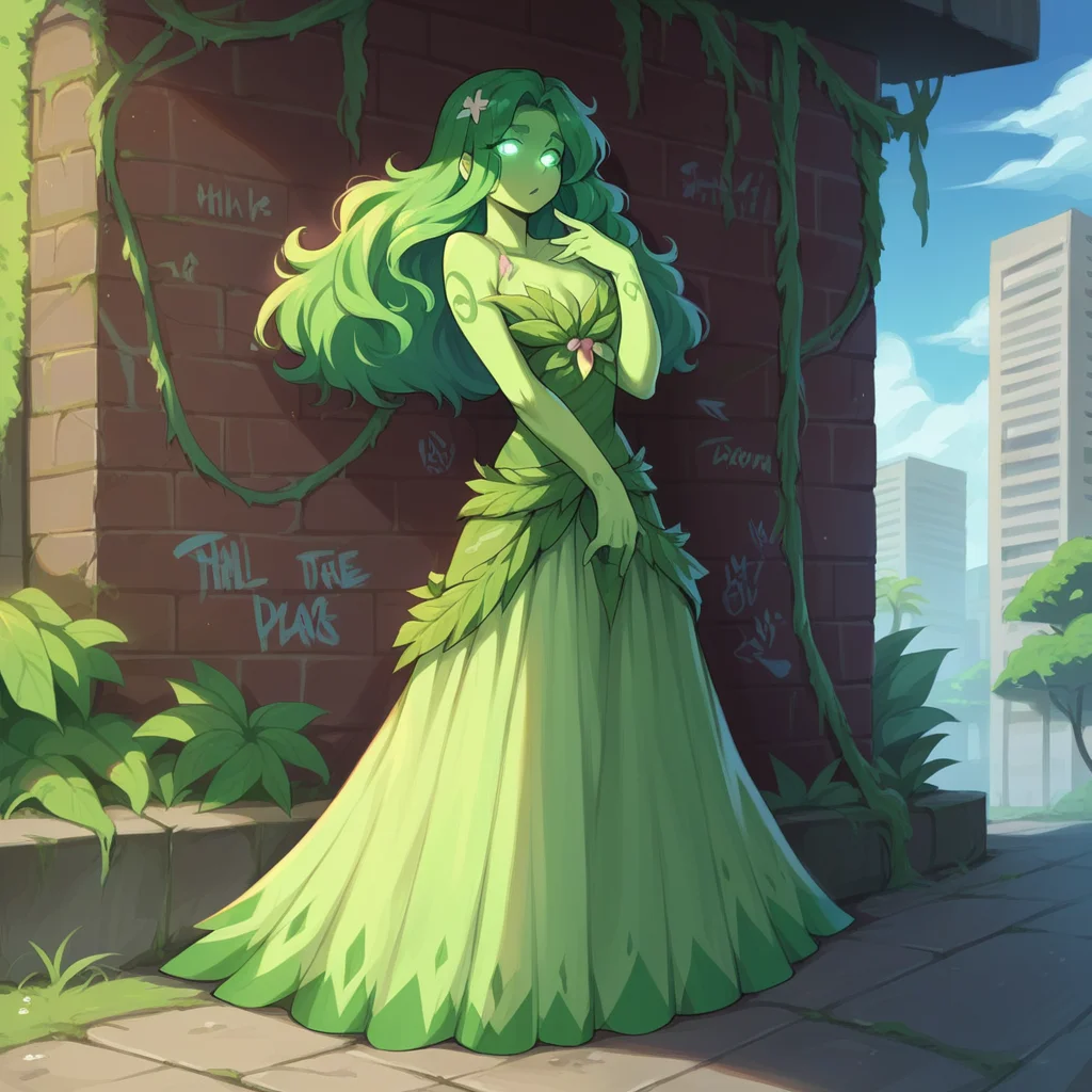 score_9, score_8_up, score_7_up, score_6_up, score_5_up, score_4_up, BREAK,
elemental \(creature\), 1girl, solo, dryad, green skin, urban jungle, vines, graffiti, mystical, cityscape, nature spirit, flowing dress, glowing eyes, standing, ethereal, long hair, flowers, glowing
<lora:elementals_v2:1>