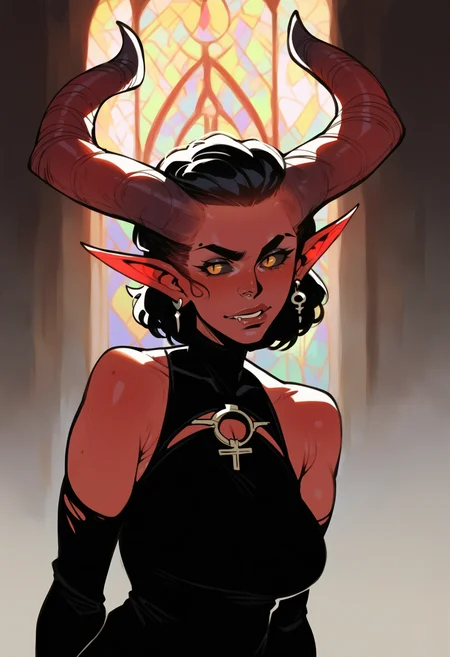 score_9, score_8_up,score_7_up, score_6_up, score_5_up, score_4_up, demon woman standing in dark gothic church, red skin, horns, black sclera <lora:incase:1>