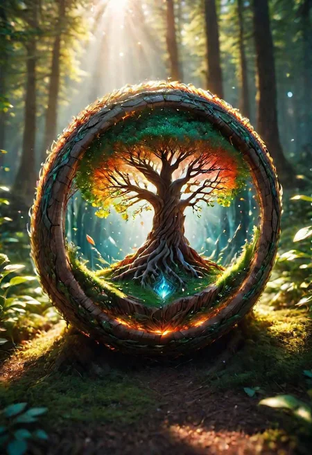 onoff, a photo of a (beautiful:1.2) Yggdrasil, colorful, glowing, ultra detailed, well defined bark and leaves masterpiece <lora:onoff4:1>