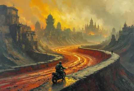 A whole series of events scrolls through my head like a kaleidoscope: the capture of a city, the digging of a huge canal with the help of incredible machines that reach into the sky in size, shooting, pits with corpses, the border, death, a motorcycle, and many other things connected with the war.