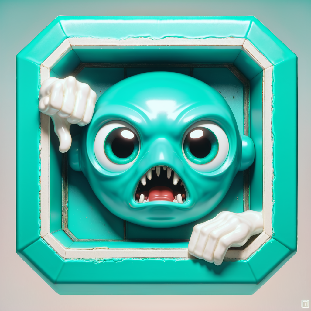 DonMSt0pS1gnXL teal, nestene duplicates, thumbs down ,postcolonial art,  office, dynamic lighting, frostbite engine, surrealist, encaustic painting, icon, clay animation,  depth blur, 32k, out-of-the-box, enjambment <lora:DonMSt0pS1gnXL-000006:0.75>