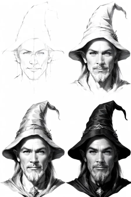 <lora:How_to_draw_step_by_step_2:1> howtodraw, greyscale sketch, 4 steps, handsome wizard, detailed
<lora:add-detail-xl:1>