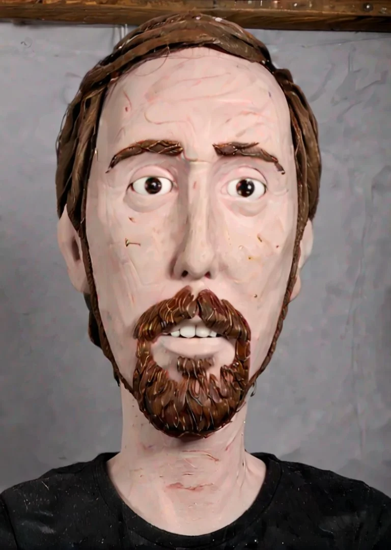 <lora:clay morph - XL:1.0> clay, made of clay, <lora:Amongold_SDXL:1.0.9> asmongold