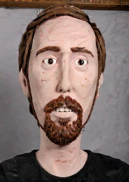 <lora:clay morph - XL:1.0> clay, made of clay, <lora:Amongold_SDXL:1.0.9> asmongold