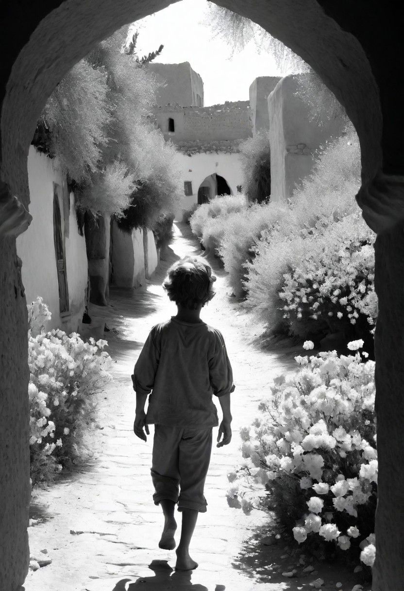 Tom Sawyer , inside a Morocco, blossoms, Confused, Colorless,