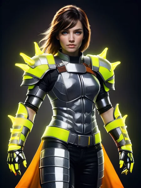 an action shot of a female fantasy game character wielding ral-reflectivest fist gauntles, wearing ral-reflectivest armor, amazing quality, heaven in background, digital art, HD, masterpiece, best quality, hyper detailed, ultra detailed <lora:ral-reflectivest-sdxl:1>