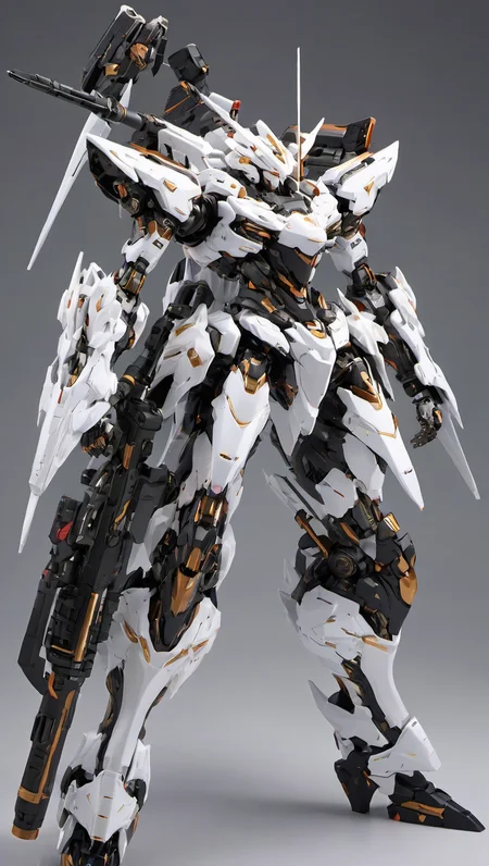 (RRS:1.2), best quality, masterpiece, ultra-detailed, mecha robot, (ultra-detailed mecha armor), full armor, (very large size robot:1.5), city, glowing eyes, (full body:1.2), (mechanical parts:1), (robot joints:1), (military parts:1.5), (heroic parts:0.1), cable, (battle-ready:1.2),(powerful stance:1.3),(Detailed eye description:1.2),(huge mechanical weapon:1.2), (detailed weapon description:1.2), (holding weapon and weapon :1.5)<lora:srdxl_v1f:0.4>