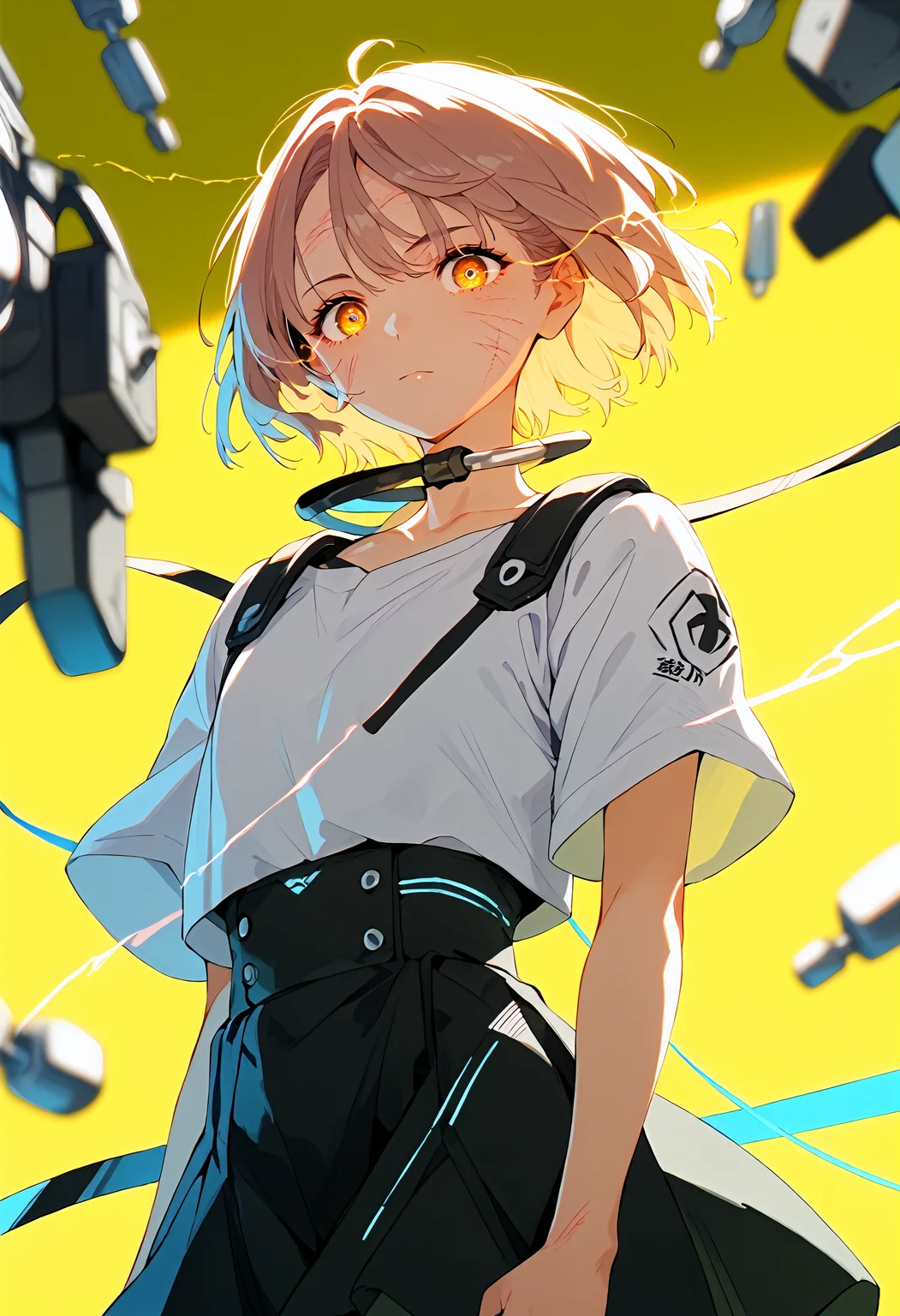 score_9,score_8_up,score_7_up,source_anime,feathered haircuts,suspender_skirt,looking at viewer,science fiction,
<lora:stylish&chic_pony_bx-v1.02:1>,<lora:glowing eye trail_pony_bx-v1.10:1>,glowing eye trail,