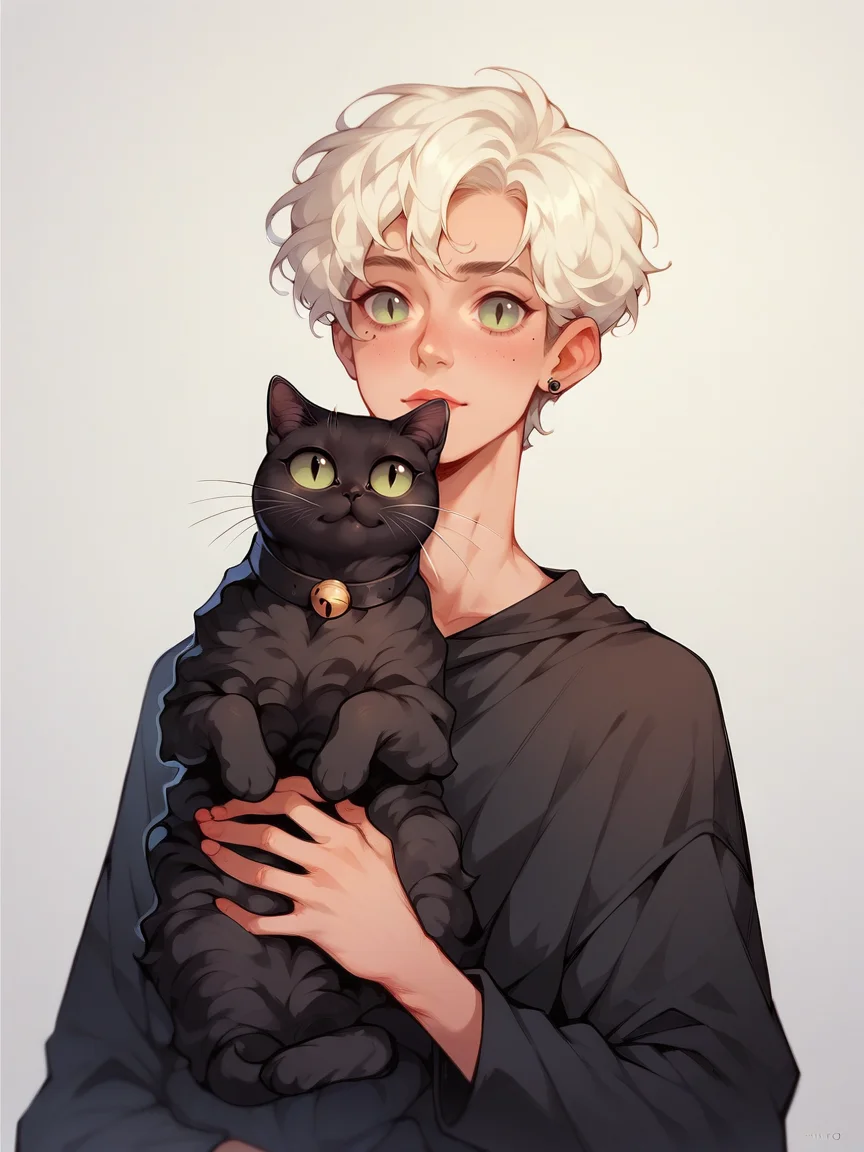 score_9, score_8_up, score_7_up, score_6_up, score_5_up, <lora:c4tsXLP:0.9> c4ts, black cat, <lora:p3tl0v3XLP:1> p3tl0v3, 1boy, cat,