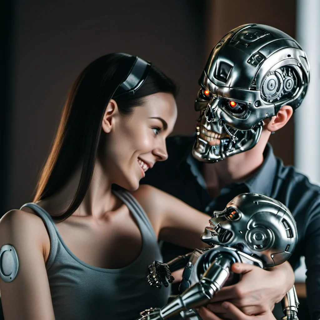 T800-1024, robots holding a baby robot, detailed eyes, highly detailed, photography, ultra sharp, film, bokeh, professional, 4k <lora:add-detail-xl:1.5> <lora:T800-1024-000450:0.8>