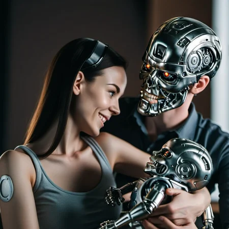 T800-1024, robots holding a baby robot, detailed eyes, highly detailed, photography, ultra sharp, film, bokeh, professional, 4k <lora:add-detail-xl:1.5> <lora:T800-1024-000450:0.8>