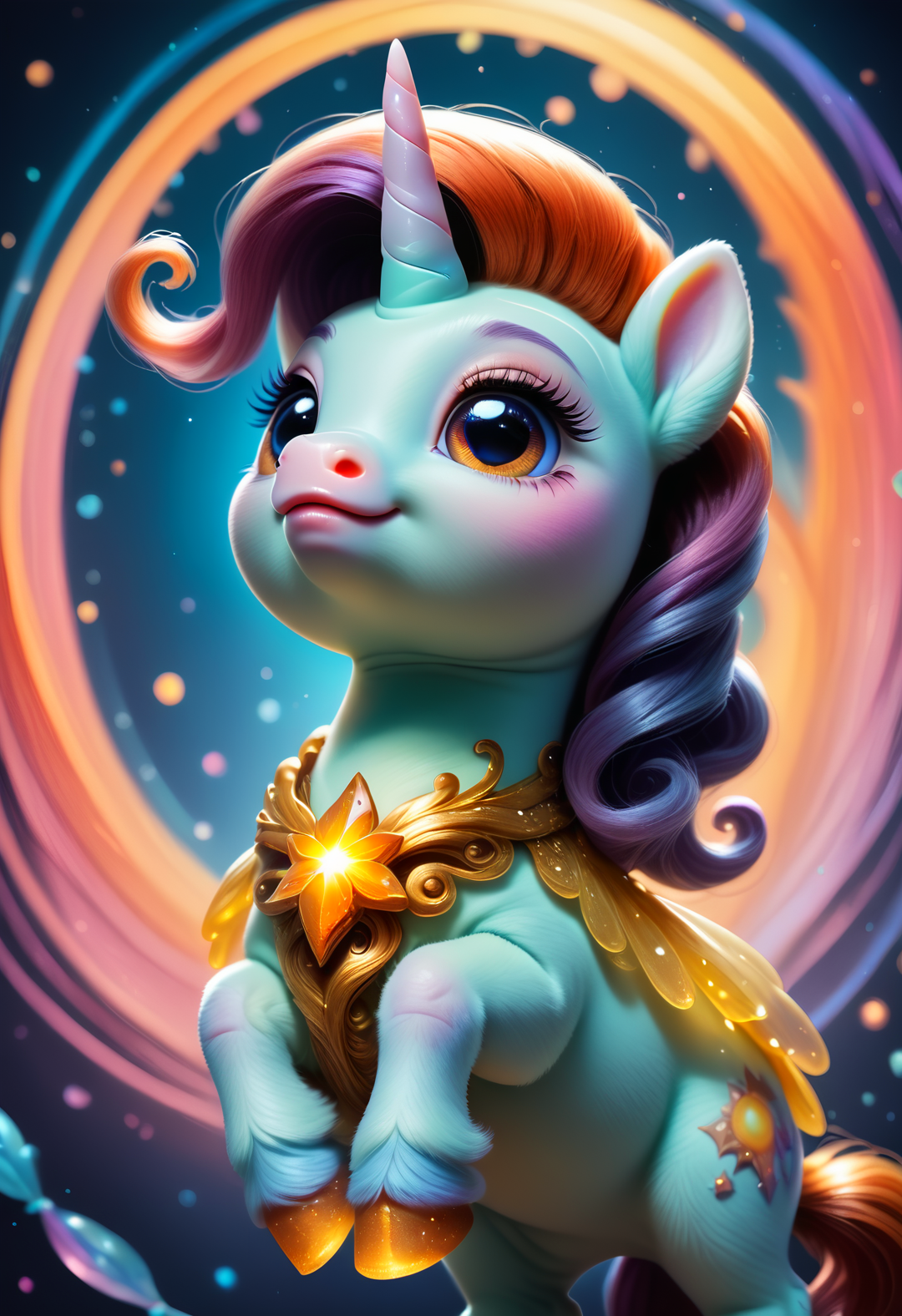 score_9, score_8_up, score_7_up, score_6_up, score_5_up, score_4_up, 1girl, rating_safe, realistic, an adorable baby unicorn ,extremely detailed high quality, artistic, magical fantasy background