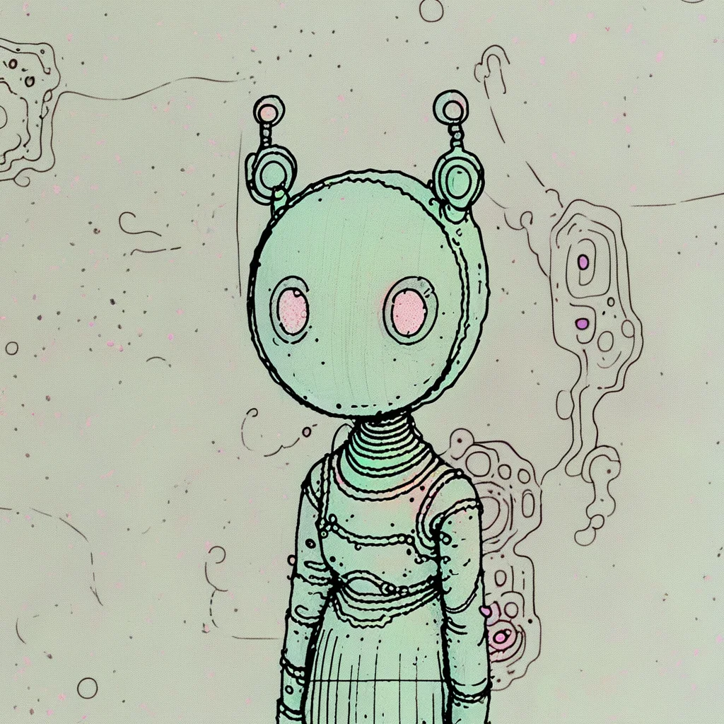 ArsWorld, Doodle, female, 1girl, antennae, solo, robot