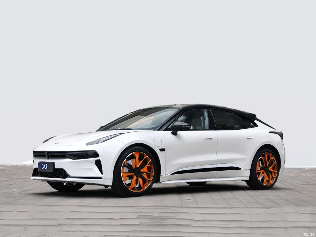 zeekr 001,orange body,white wall background,simple background,vehicle focus,car,ground vehicle,motor vehicle,no humans,white background,shadow,sports car,wheel,simple background,<lora:zeekr 001:0.8>,, masterpiece, best quality,