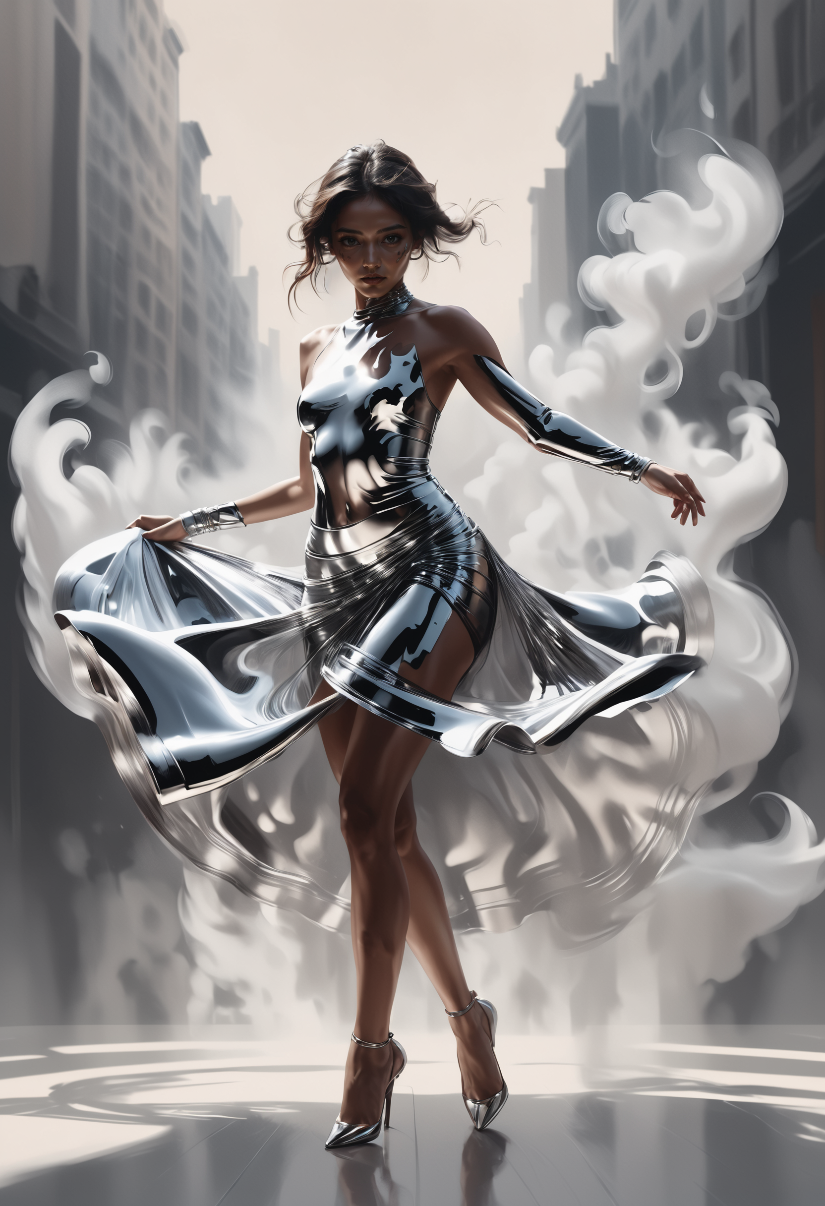 concept art dancing chrome smudge . digital artwork, illustrative, painterly, matte painting, highly detailed
<lora:dvr-smk-sdxl:1>