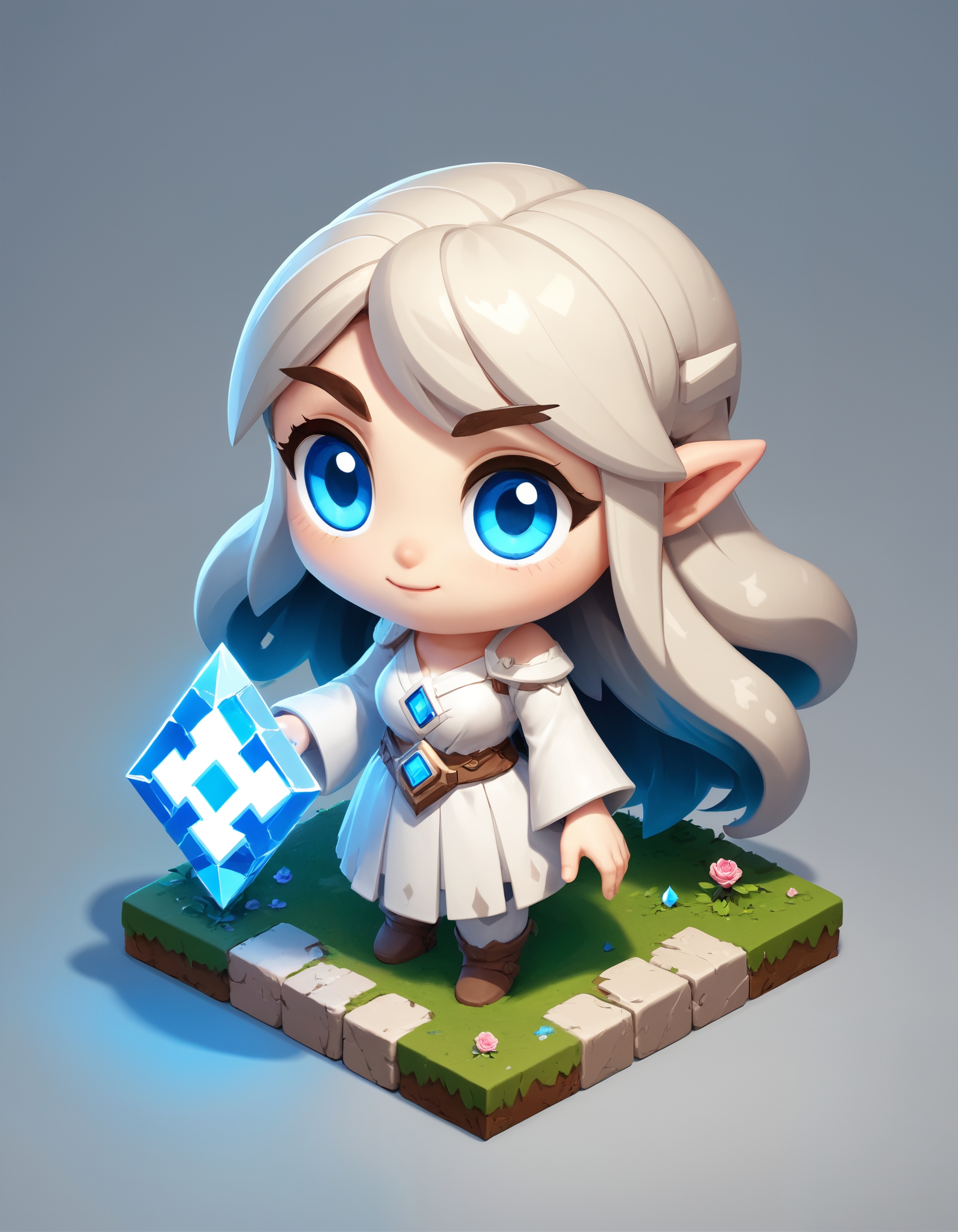 ghost zelda, glowing blue eyes, isometric, zavy-ctsmtrc, art,