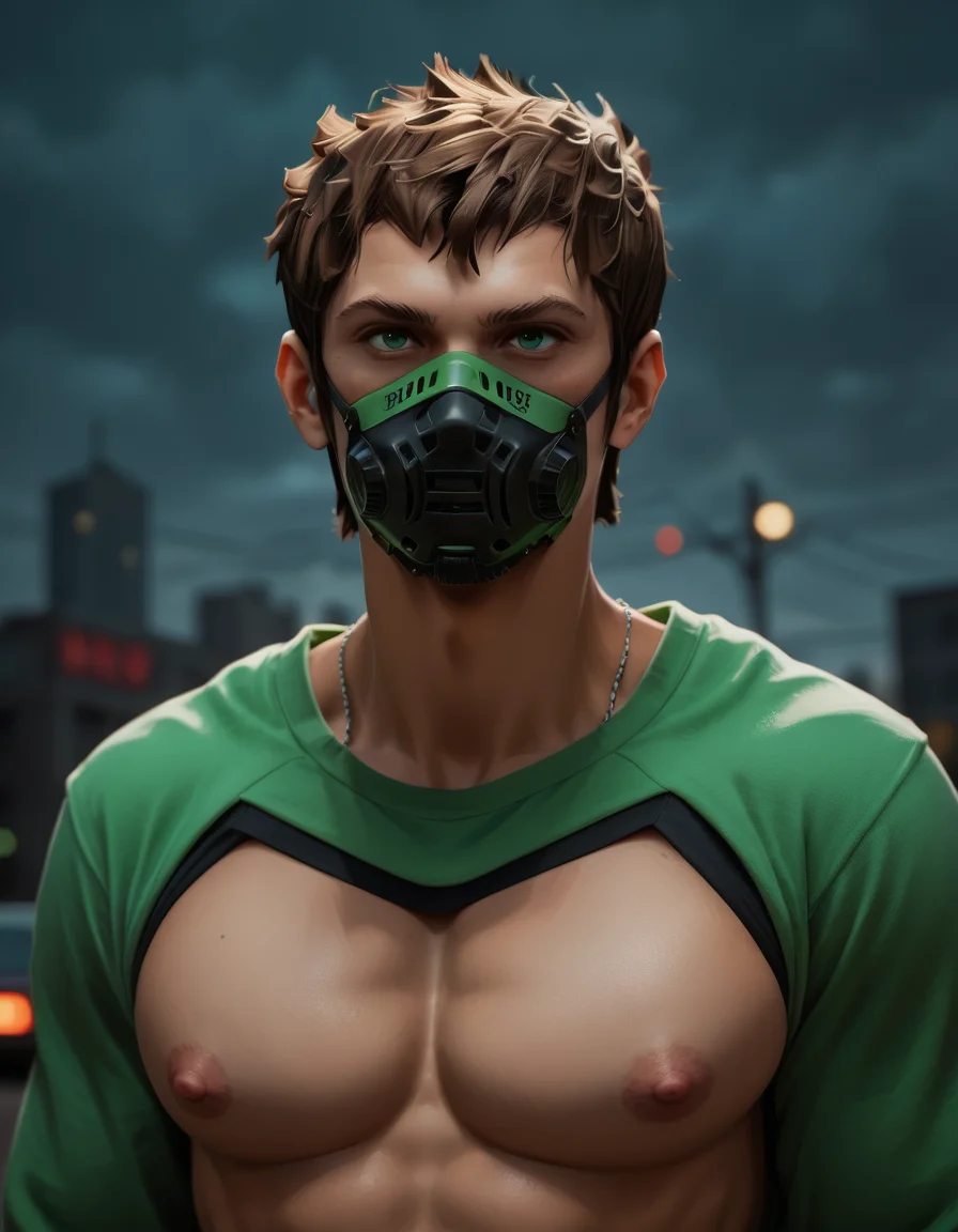 score_9, score_8_up, score_7_up, rating_explicit, ardbert, neon green pup mask
