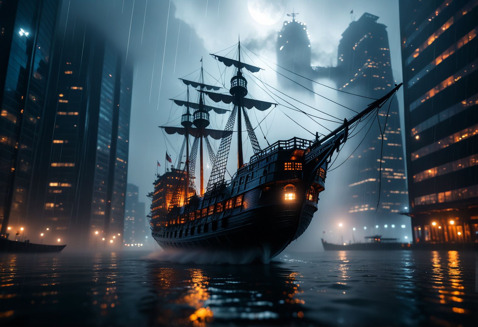 cinematic, atmospheric lighting, macro shot, natural, shallow dof, beautiful aesthetic, very intricate, high quality details, outdoors, ghost ship flying between skyscrapers, covered in myst, foggy night, mysterious glow, rain, dynamic angle
<lora:detailed_notrigger:0.7>
<lora:add-detail-xl:0.5>
<lora:sinfully_stylish_SDKL:0.3>