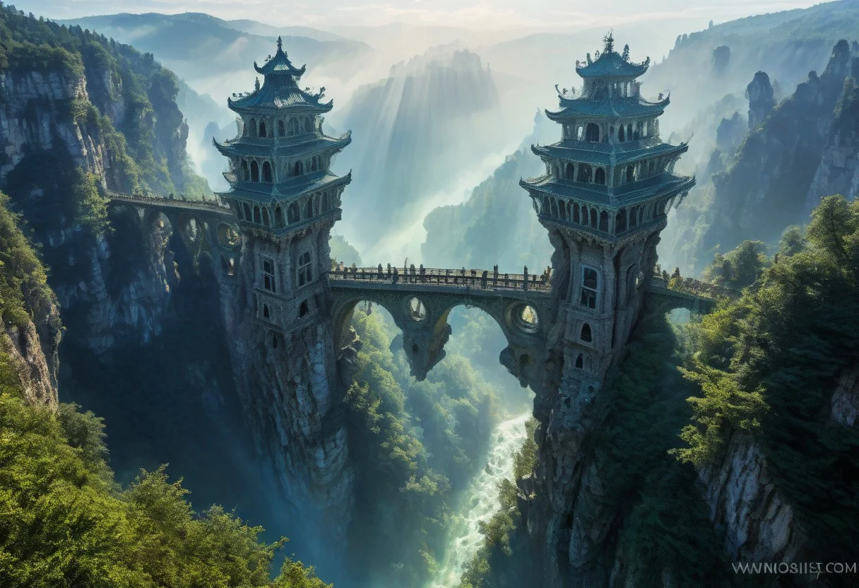 towers ringed in mist, sunrays, mixed media, surrealism, fantasy, great lighting, A surreal landscape highly detailed, extremely high-resolution details, appears trapped in an optical illusion of reflections and refractions colorful, Zhangjiajie mountains, Vienna in contemporary Austria, baroque architecture, stone bridges, winding rivers extending to the horizon, professional photography, natural lighting, volumetric lighting maximalist. vivid, vibrant colors, intricately detailed, complex, elegant, expansive, fantastical, film photography style, medium grain, cmnt
(8k uhd:1,4)