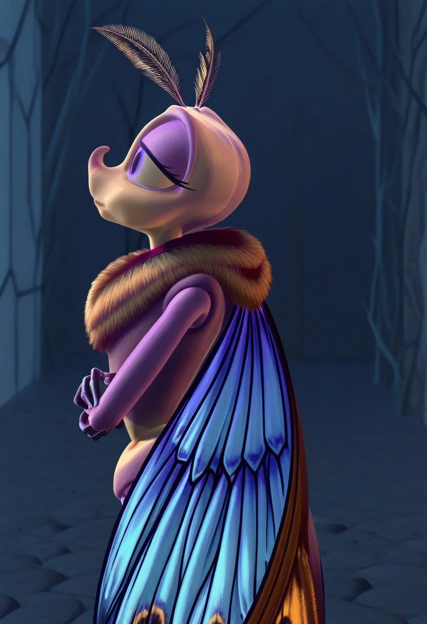 gypsymoth, solo, side view, wings, arms crossed