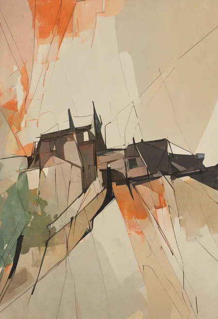 (Silhouette of a house on the cliff beside coast, flat painting background:1.5),
(abstract painting, impressionism, watercolor, oil painting brushstrokes, oil painting texture:1.3),
(brutalist architecture, BRIGHT green AND DARK BROWN color palette, curve LINE, circle, ellipse, core), AK, abstract, deconstruction, geometry, geometric composition,paint painting,harmonious colors, black frame,rectangle, tilt, flat painting, framex, horizontal, Constructivism, Fauvism,