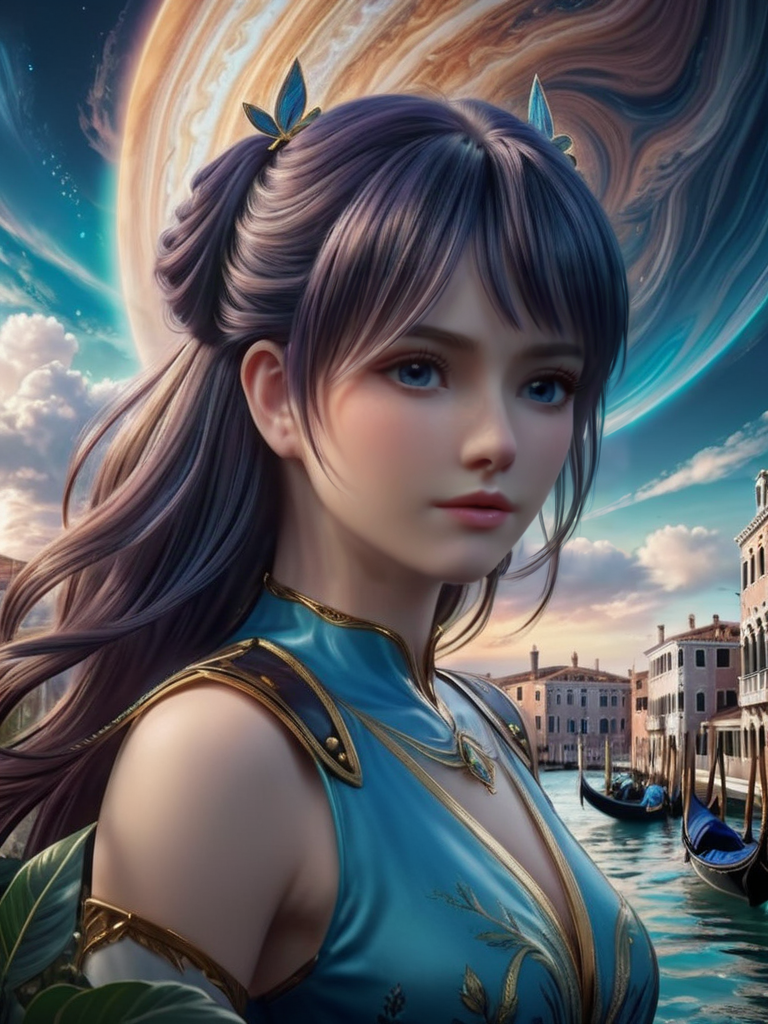 1girl,illustration of jupiter clouds by dan mumford, alien landscape and vegetation, epic scene, a lot of swirling clouds, high exposure, highly detailed, realistic, vibrant blue tinted colors, uhd
photo photorealistic photography photograph photographic realistic hyperrealistic <lora:HanXue_SDXL-000008:0.8>, 1girl wearing a dress,(in venice:1.2),(RAW photo, best quality), (realistic, photo-realistic:1.4), masterpiece, an extremely delicate and beautiful, extremely detailed, 2k wallpaper, Amazing, finely detail, extremely detailed CG unity 8k wallpaper, ultra-detailed, highres, soft light, beautiful detailed girl, extremely detailed eyes and face, beautiful detailed nose, beautiful detailed eyes,cinematic lighting,perfect anatomy,(slim body:1.3),long hair
 <lora:hashimotokanna2_lora:1>