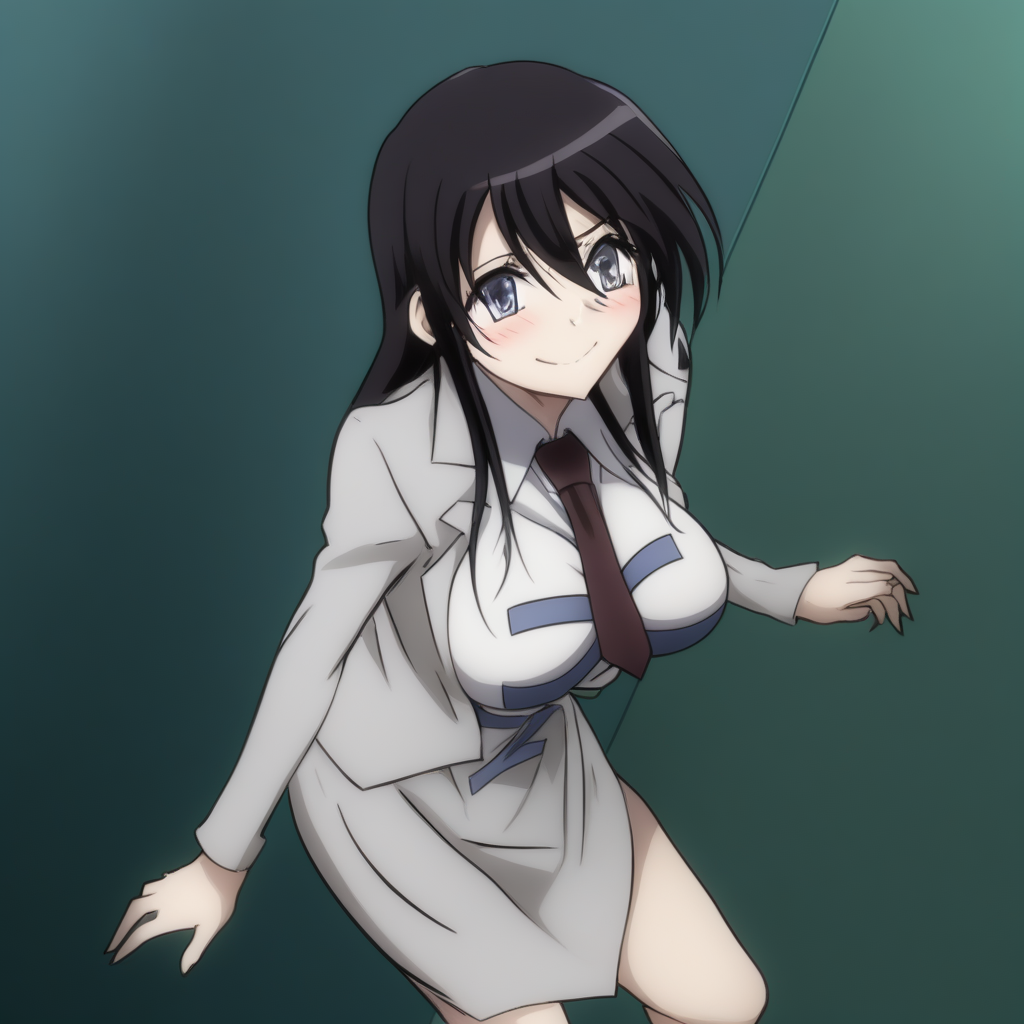 kyouko sonan , safe , Standing , full-body , sexy legs , hands under breasts , leaning forward , cleavage , smile