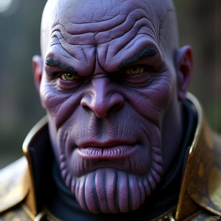 Hyperrealistic art of <lora:detailed photorealism style v3:1>
detailed photorealism style, hyperrealism art style, realistic textures, photorealistic style, Hyperrealism (visual arts), A cinematic skin texture style still image of a close up of thanos a person with a very big face, detailed wrinkles, skin tags, perfect skin tone color, stretch marks, hyperrealism, realism, unrealengine, realistic, detailed skin pore, film still, still photography style, sharp style, detailed style, perfect style, perfection style, Kodak film skin color tone style, fujifilm skin tone color style, professional photography style, skin textured, skin texture style, perfect face, perfect mouth, perfect nose, perfect lips, perfect eyes, perfect ears, perfect skin, perfect skin pores, perfect body, perfect hair, very detailed skin pores, perfect skin texture style, solo, 1boy, closed mouth, yellow eyes, male focus, blurry, depth of field, blurry background, scar, portrait, scar on face, colored sclera, black sclera, bald, facial hair, Extremely high-resolution details, photographic, realism pushed to extreme, fine texture, incredibly lifelike