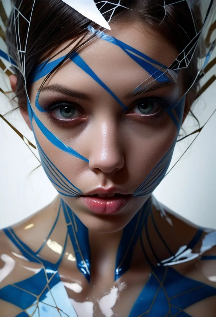 mysterious face, an exotic girl in tape clothing, fading background, alluring goddess, blacktapeprojekt, by Minjae Lee, Carne Griffiths, Emily Kell, Steve McCurry, Geoffroy Thoorens, Aaron Horkey, Jordan Grimmer, Greg Rutkowski, amazing depth, double exposure, surreal, geometric patterns, intricately detailed, bokeh,  perfect balanced, deep fine borders, artistic photorealism , smooth,  great masterwork by Suiras  <lora:add-detail-xl:2>  <lora:Double_Exposure:0.5>