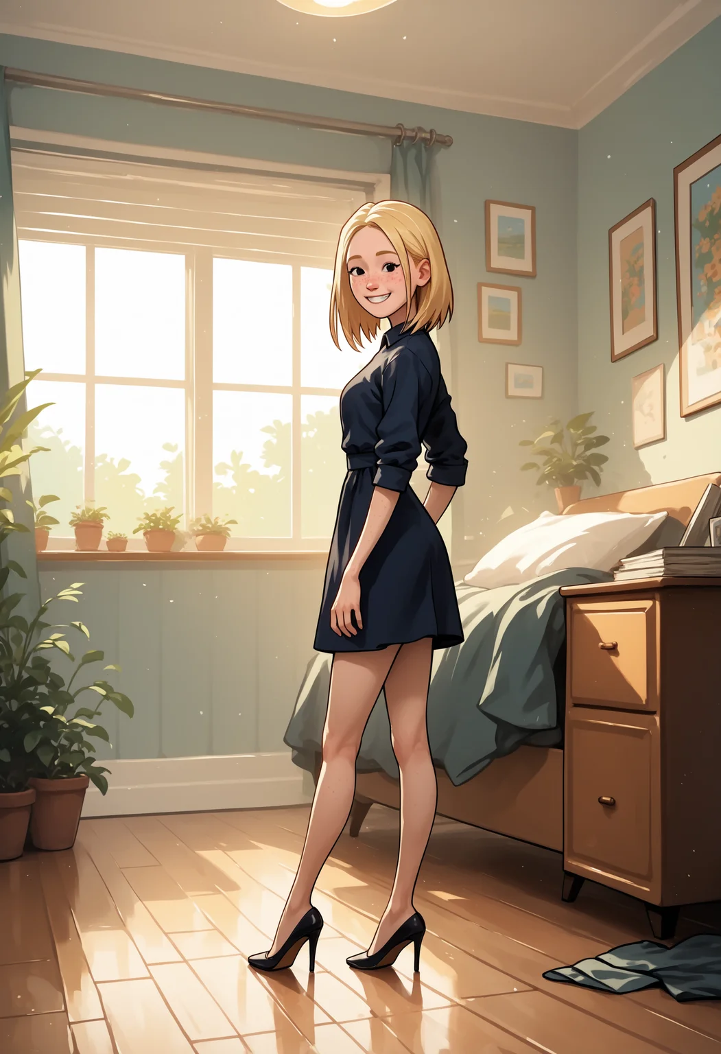 score_9, score_8_up, score_7_up, score_6_up, score_5_up, 1girl, solo, full body,
<lora:Nora (Storybooth):0.9> Nora_Storybooth, blonde hair, medium hair, freckles, smile, black eyes,
high heels,
indoors, detailed background,
<lora:Expressive_H:0.7> Expressiveh,
<lora:add-detail-xl:0.9>
<lora:light:1> neolight