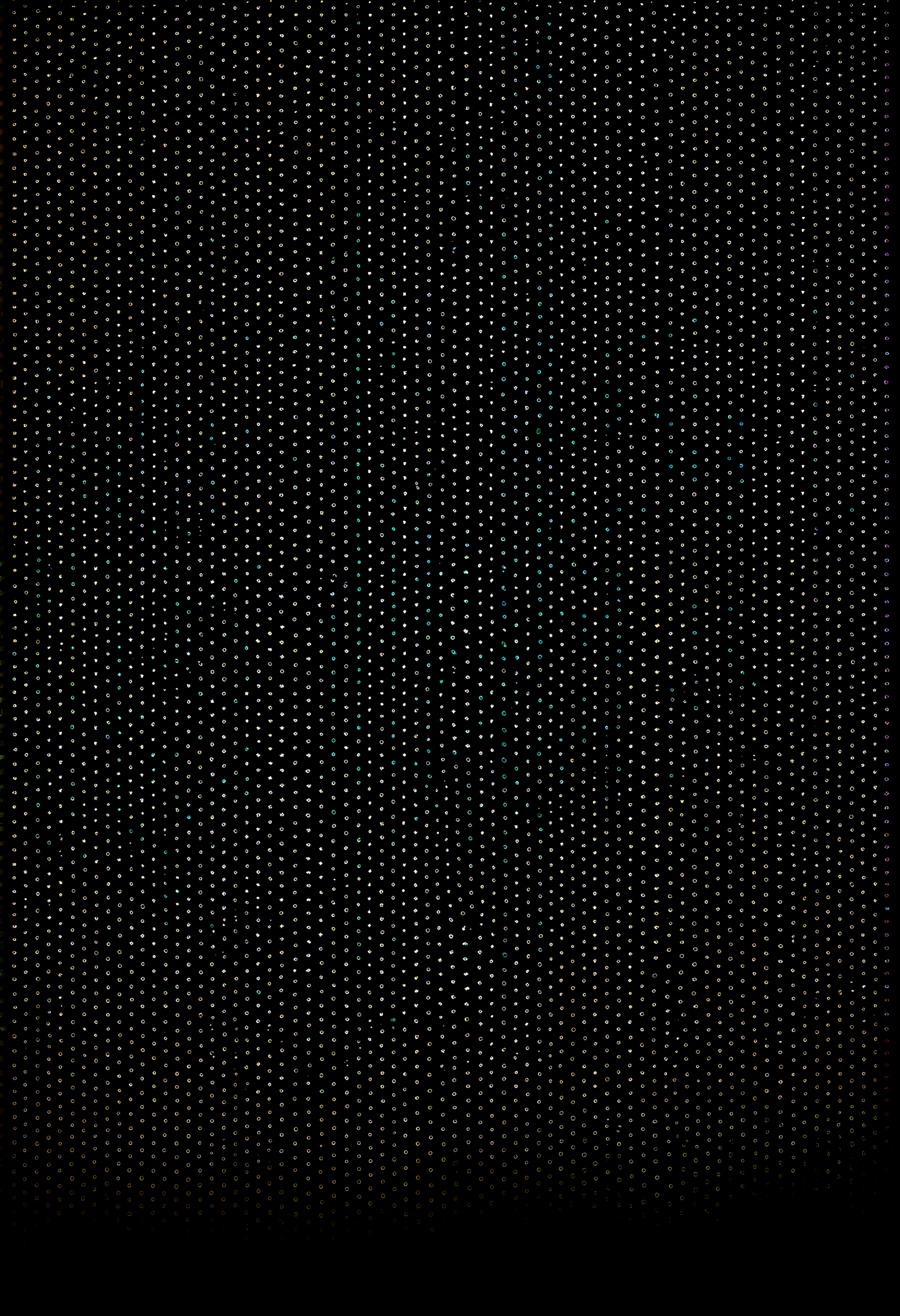 Pointillist style with small, distinct dots of color that blend together to form an image, , justtnp, heterochromia, formal, black jacket, black necktie, black pants, small dots, distinct, blend together, dotted, intricate, optical illusion, vibrant, detailed