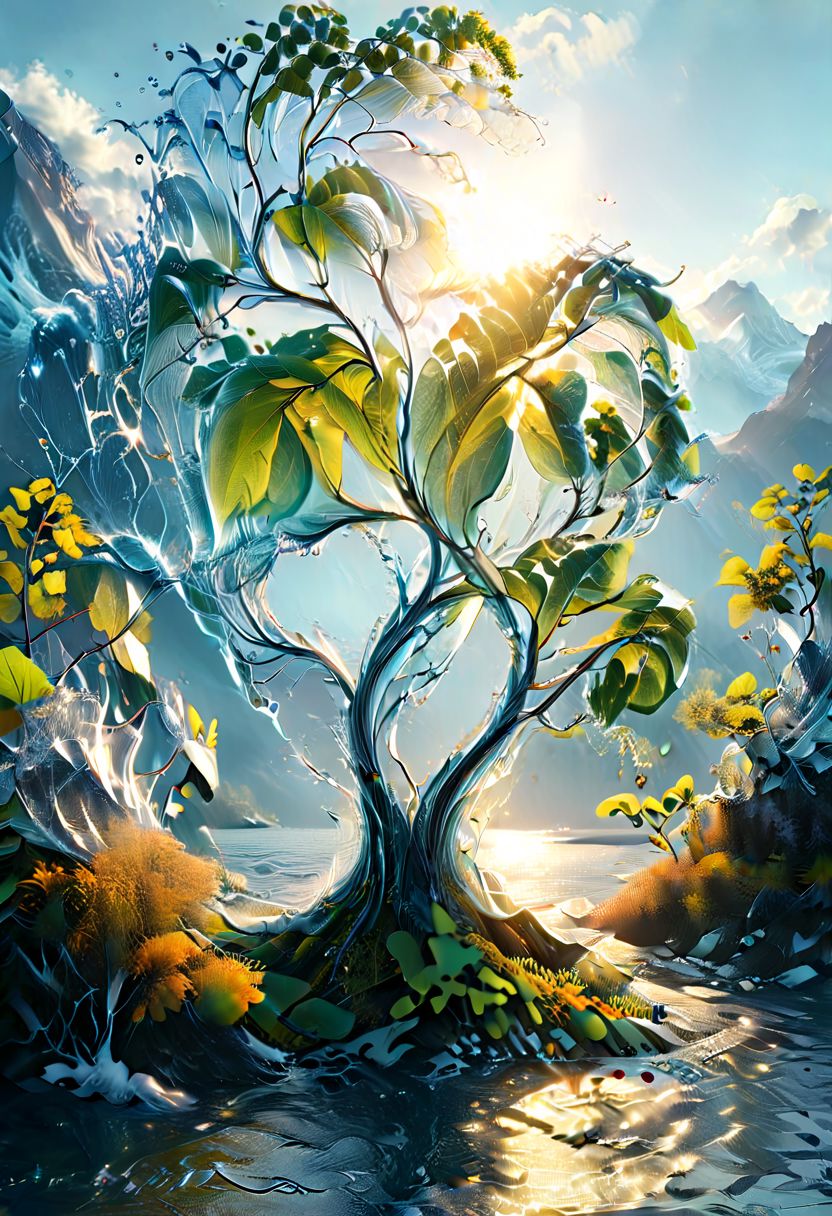 UHD, masterpiece, high quality, extremely details, intricate details, sharp focus, realistic, OverallDetailXL, sss
a tree made of water ,ais-wvs, strong wind, leaves dancing in the air, lake surrounded by mountains,sun sunlight, sunray ,SauronsTower,