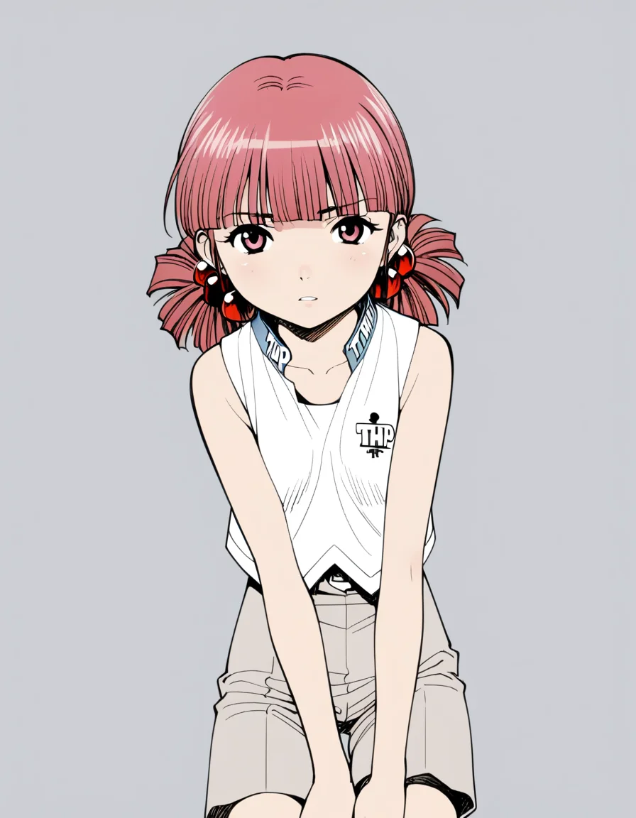<lora:KirisakiMaiXL_ani31_3:0.8> 1girl, solo, kirisaki mai, low twintails, hair bobbles, thpj-shirt, shorts,
upper body, looking at viewer,
best quality