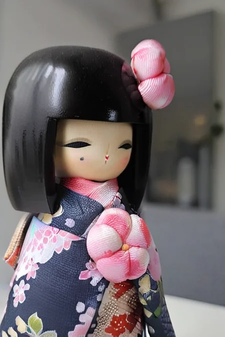 <lora:MRkokeshiSakura:1> (MRkokeshiSakura back doll:1.5) Living Room Shelves Place it on a bookshelf or a dedicated display shelf. It can serve as a conversation starter and add a touch of Japanese culture to the room.