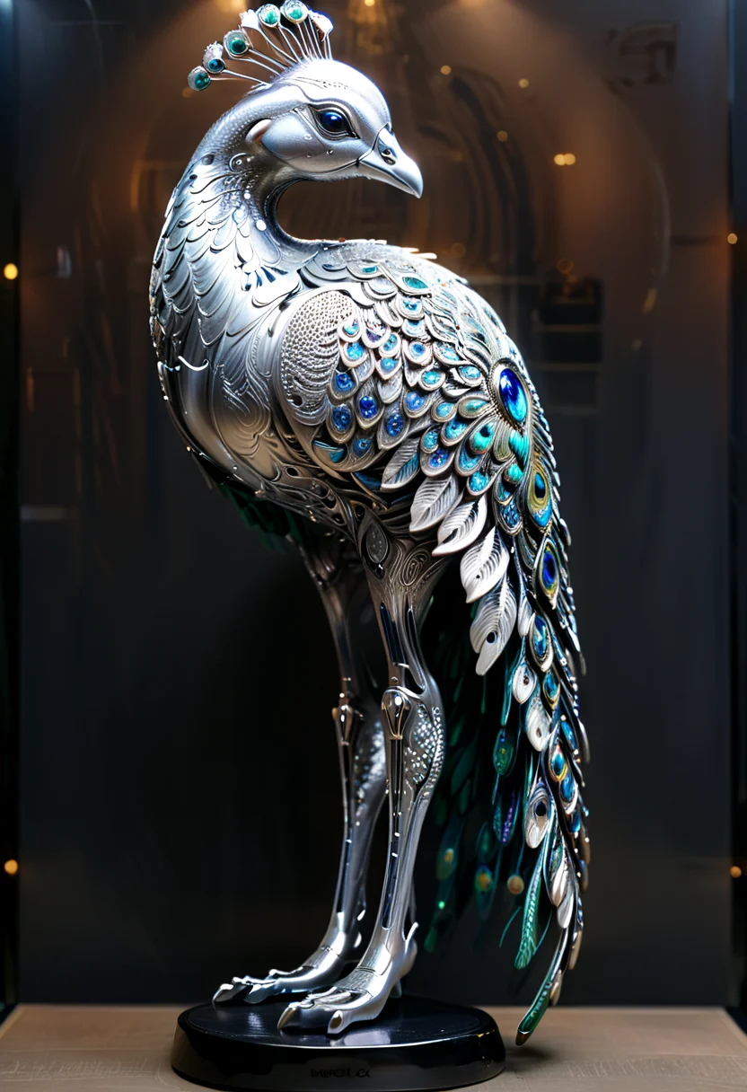 (HD, masterpiece, best quality, ultra detailed), pg-rated, a Peacock made out of SilverPulse, add-detail-xl, xl_more_art-full_v1<lora:XL\Style\SilverPulseMorphXL.safetensors:1.0:1.0> <lora:XL\Enhance\add-detail-xl.safetensors:0.8:0.8> <lora:XL\Enhance\xl_more_art-full_v1.safetensors:0.8:0.8>