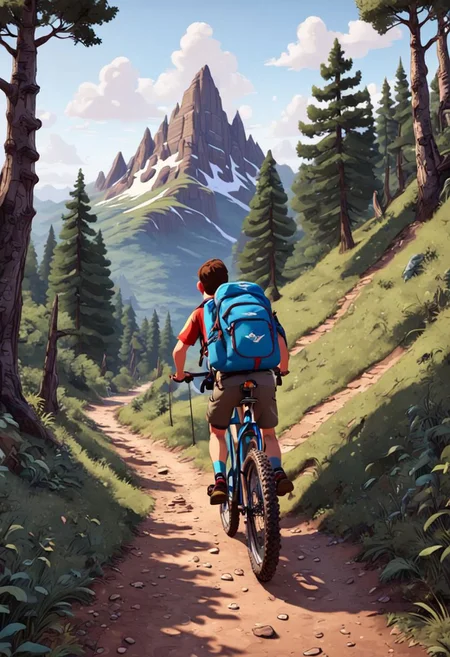 Mountain Trail, MTB, Back Packing, Disney Pixar Cartoon 3DAnimationStyle
