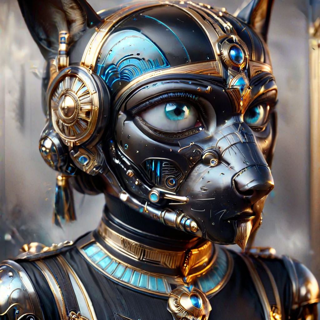 (upper body shot), (egyptian egyptpunkai god Osiris in an intricate black spacesuit with a ((transparent helmet)) that covers face partially, blue cat eyes,
 perfect, intricate, :1.1), wearing a super sexy leather ranger outfit, by ZdzisBaw BeksiDski's and H.R. Giger and Stefan Martiniere and Tomer Hanuka, hyper detailed, award winning on artstation.com,(intricate details, masterpiece, best quality:1.4), looking at viewer, dynamic pose, wide angle view, dense fog, Different shades of oxblood red and Rainbowiridal palette eyes and lemon yellow, embellished with gold decoration, fractal art, in the style of nicola samori, Intense gaze, Bright ,Model, expression, RaygunGothicStyleAI, Genetically modified...