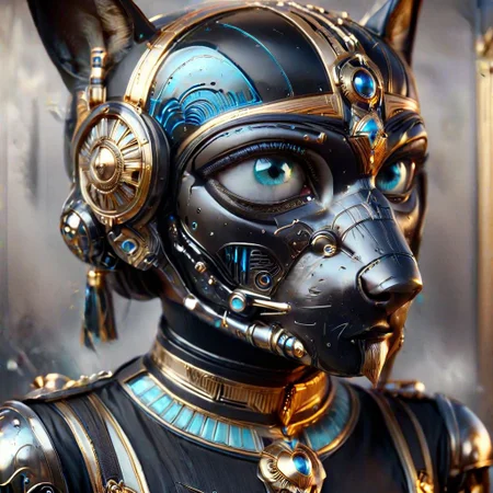 (upper body shot), (egyptian egyptpunkai god Osiris in an intricate black spacesuit with a ((transparent helmet)) that covers face partially, blue cat eyes,
 perfect, intricate, :1.1), wearing a super sexy leather ranger outfit, by ZdzisBaw BeksiDski's and H.R. Giger and Stefan Martiniere and Tomer Hanuka, hyper detailed, award winning on artstation.com,(intricate details, masterpiece, best quality:1.4), looking at viewer, dynamic pose, wide angle view, dense fog, Different shades of oxblood red and Rainbowiridal palette eyes and lemon yellow, embellished with gold decoration, fractal art, in the style of nicola samori, Intense gaze, Bright ,Model, expression, RaygunGothicStyleAI, Genetically modified...