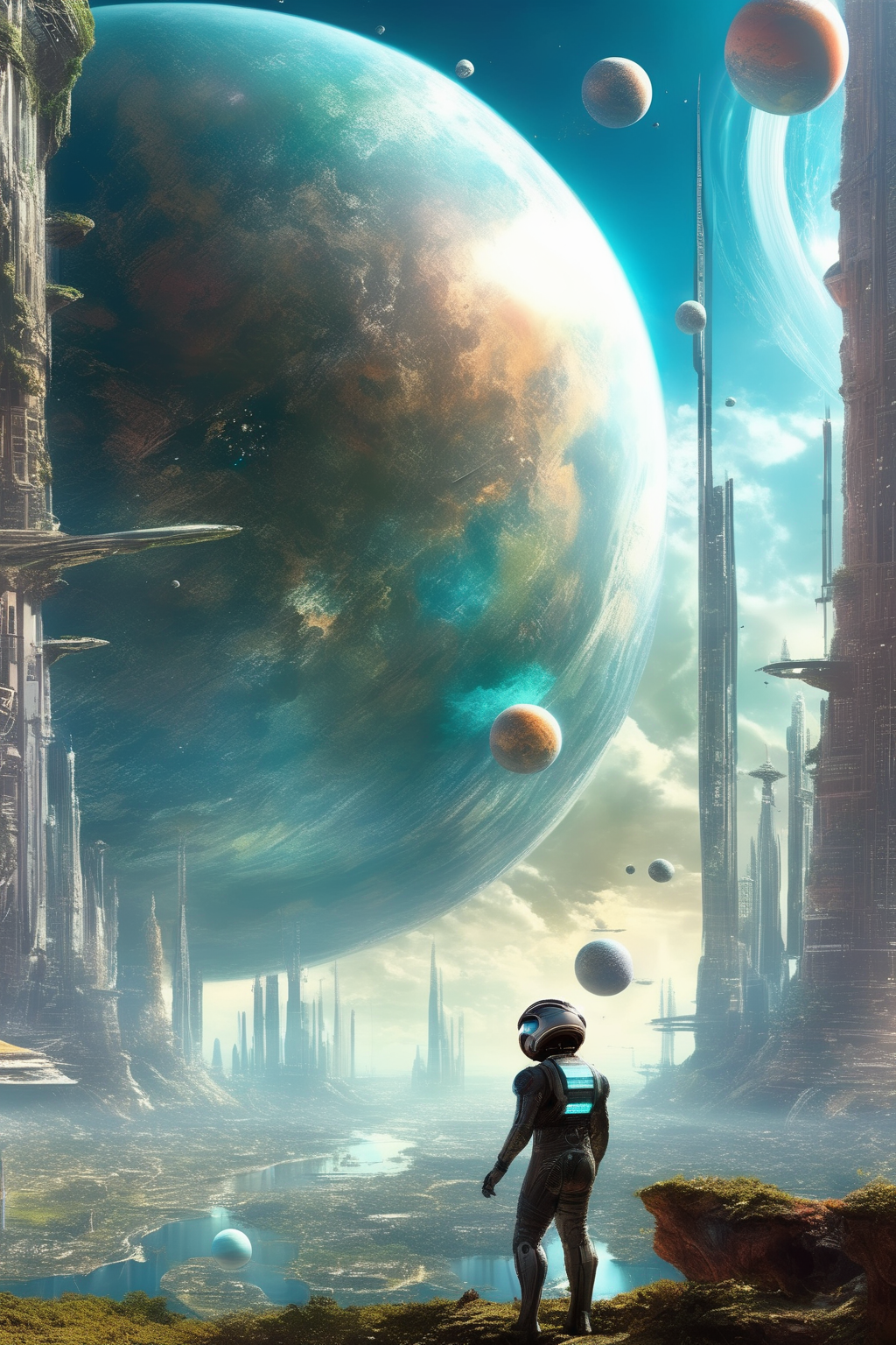 <lora:Stephan Martiniere Style:1>Stephan Martiniere Style - a futuristic world with a planet in the sky