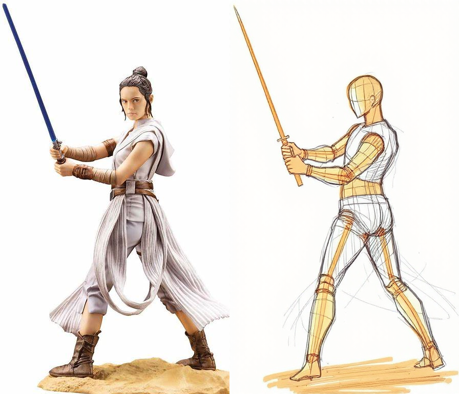 pose sketch, orange joints, body is facing the background and the torso is facing left, white background
